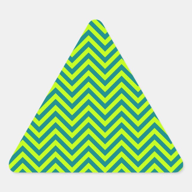 Pegatina Triangular Patrón De Chevron Verde verde azulado Y Lime (Anverso)
