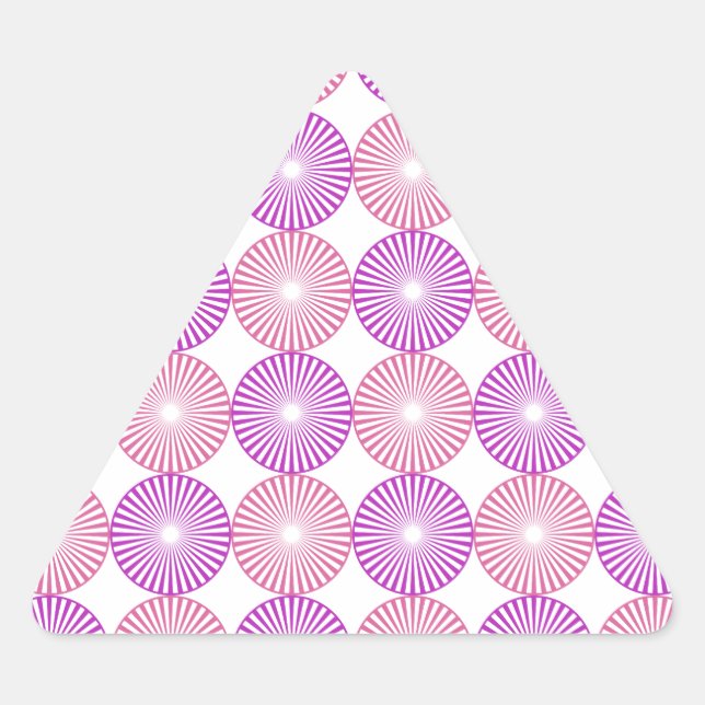Pegatina Triangular Patrón de círculos rosados y púrpura (Anverso)