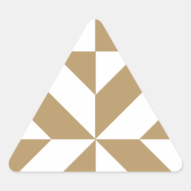 Pegatina Triangular Patrón de cubo geométrico de decúbito marrón cálid (Anverso)