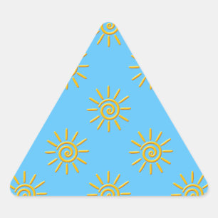 Pegatina Triangular Patrón de dibujo de sol amarillo 3D