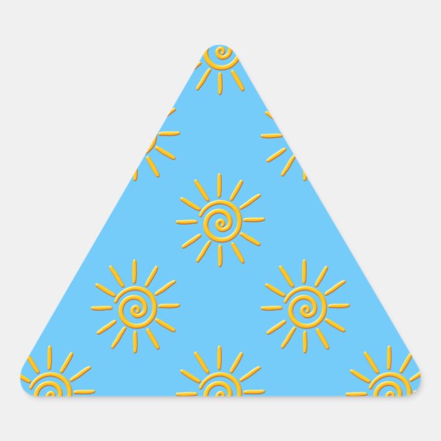 Pegatina Triangular Patrón de dibujo de sol amarillo 3D (Anverso)