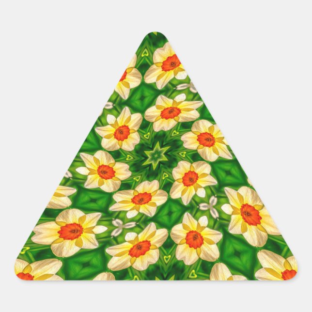 Pegatina Triangular Patrón de flores de Campana de Pascua (Anverso)