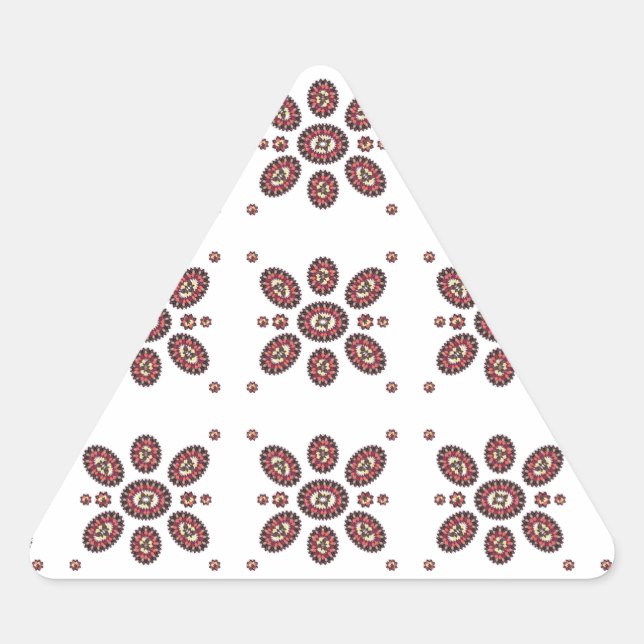 Pegatina Triangular Patrón de flores de Mandala (Anverso)