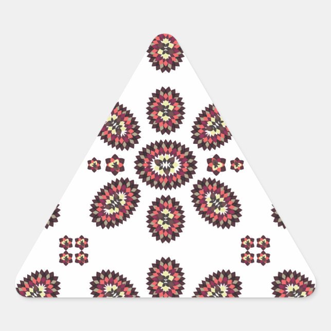 Pegatina Triangular Patrón de flores de Mandala (Anverso)