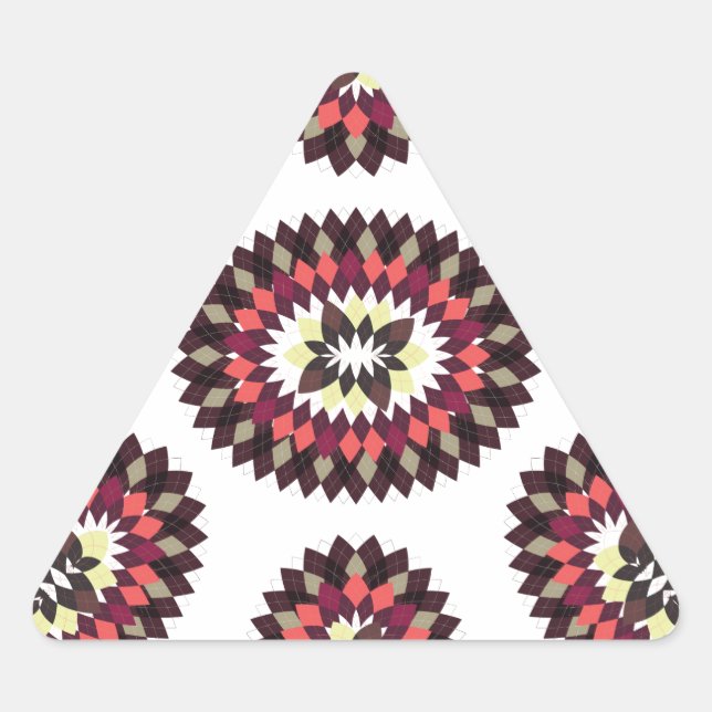 Pegatina Triangular Patrón de flores de Mandala (Anverso)