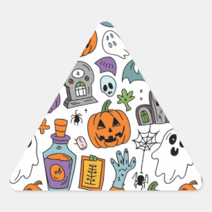 Pegatina Triangular Patrón de Halloween