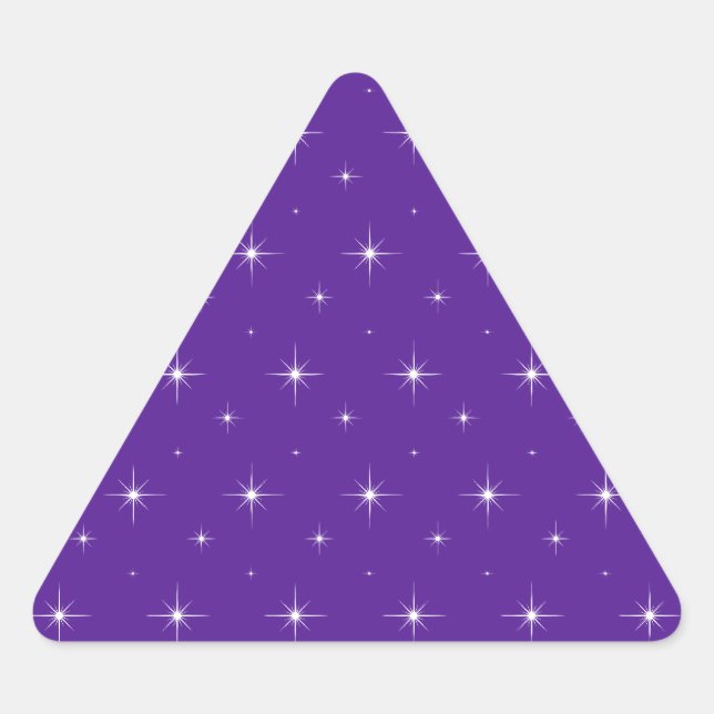 Pegatina Triangular Patrón De Las Estrellas Violeta, Indigo Y Brillant (Anverso)