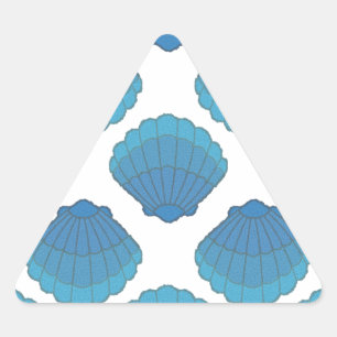 Pegatina Triangular Patrón de mosaico de las conchas azules