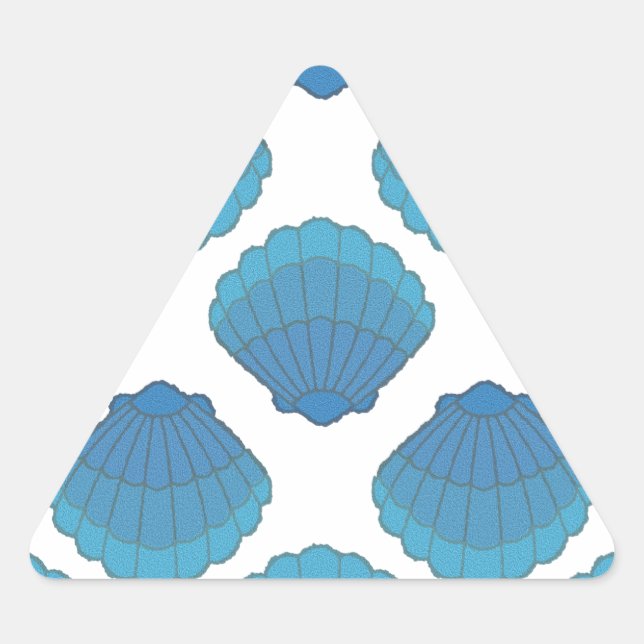 Pegatina Triangular Patrón de mosaico de las conchas azules (Anverso)