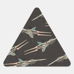 Pegatina Triangular patrón de nave espacial vintage