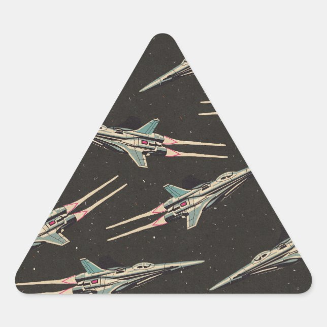 Pegatina Triangular patrón de nave espacial vintage (Anverso)