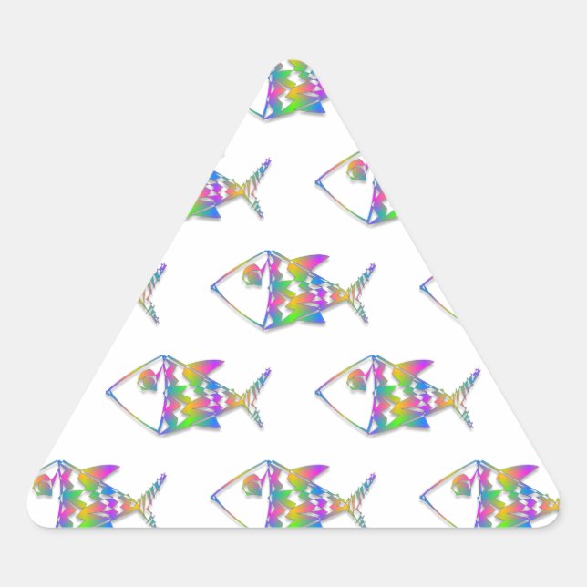 Pegatina Triangular Patrón de peces abstracto (Anverso)