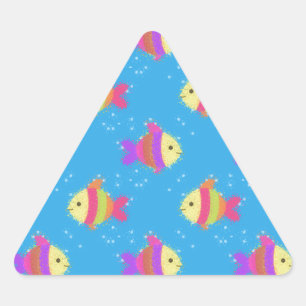 Pegatina Triangular Patrón de peces nadadores