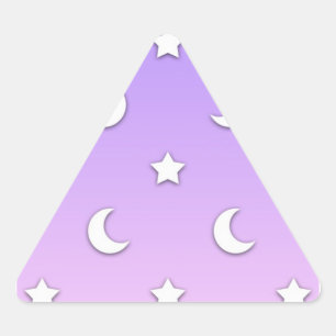Pegatina Triangular Patrón de pequeñas estrellas y lunas blancas