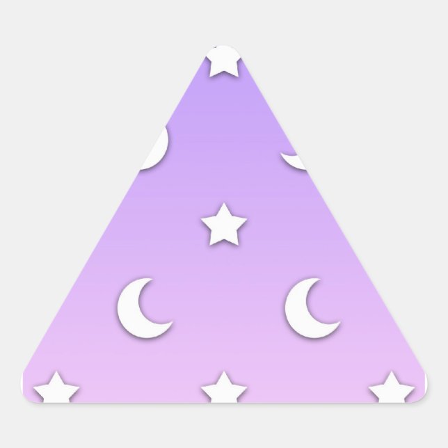 Pegatina Triangular Patrón de pequeñas estrellas y lunas blancas (Anverso)