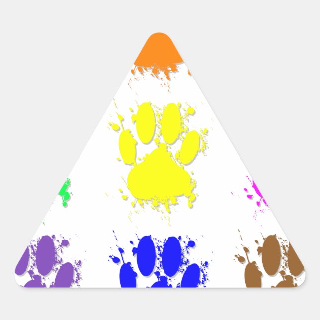 Pegatina Triangular Patrón de puntas de perro con bandeja de tinta (Anverso)