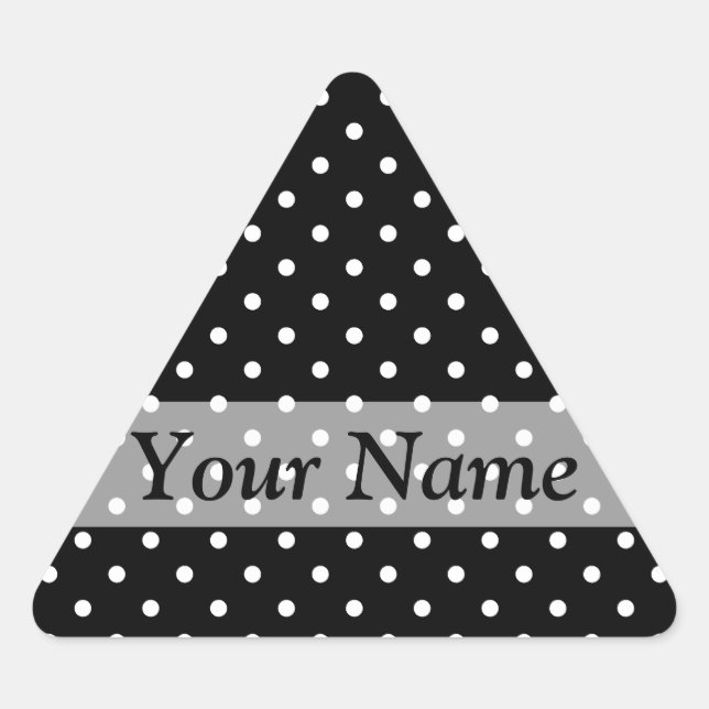 Pegatina Triangular Patrón de puntos de polka negra (Anverso)