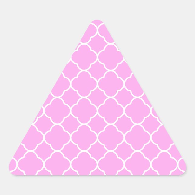 Pegatina Triangular Patrón De Quatrefoil Rosa Y Blanco (Anverso)