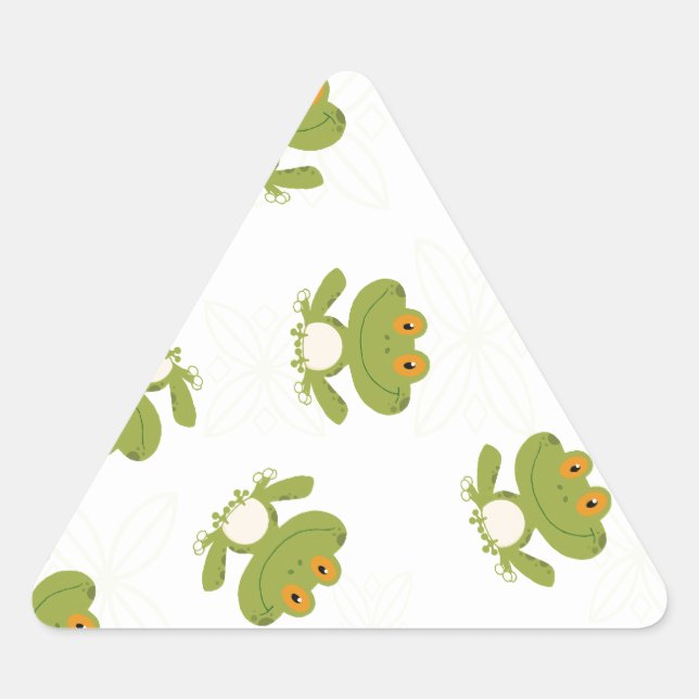 Pegatina Triangular Patrón de rana verde suave (Anverso)