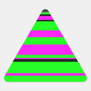 Pegatina Triangular Patrón de rayas color negro verde rosado caliente