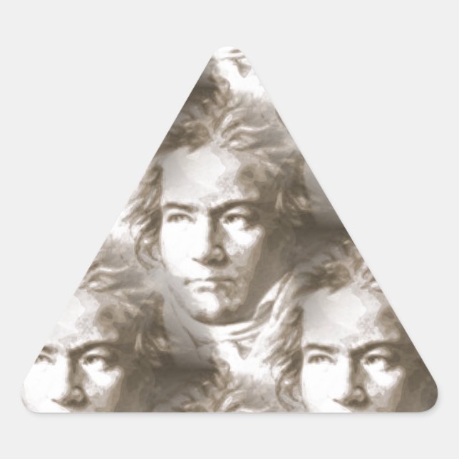 Pegatina Triangular Patrón de retrato de Beethoven (Anverso)