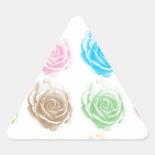 Pegatina Triangular Patrón de rosas coloridos