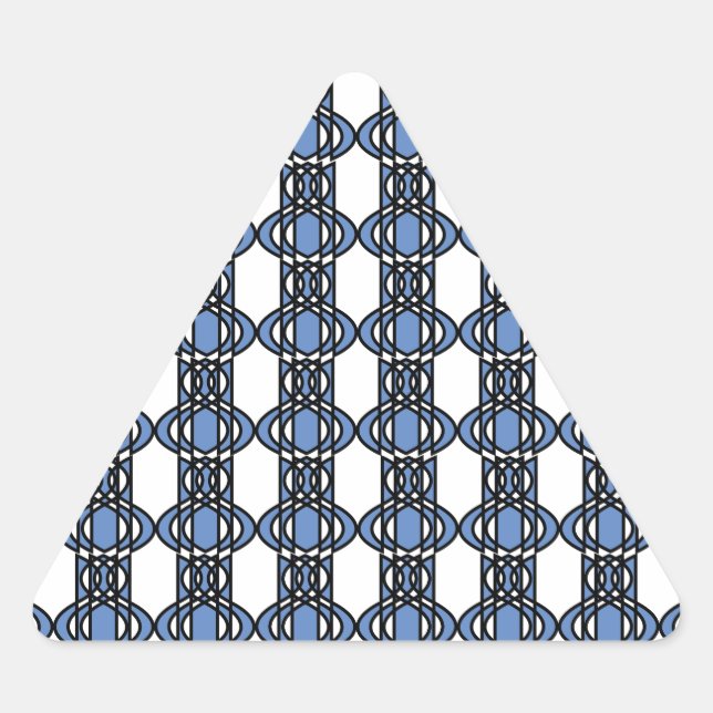 Pegatina Triangular Patrón De Scarab De Mod Retro Azul Resumen (Anverso)