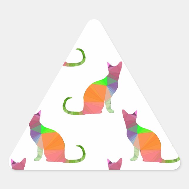 Pegatina Triangular Patrón de silueta de gato con bajo contenido de pó (Anverso)