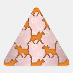 Pegatina Triangular Patrón de silueta de gato naranja