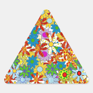 Pegatina Triangular Patrón floral moderno Colores brillantes
