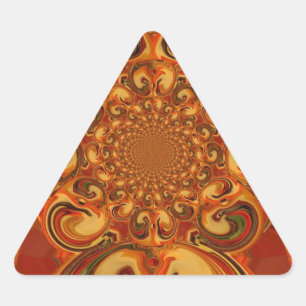 Pegatina Triangular Patrón giratorio: tonos Naranja, marrón y verde