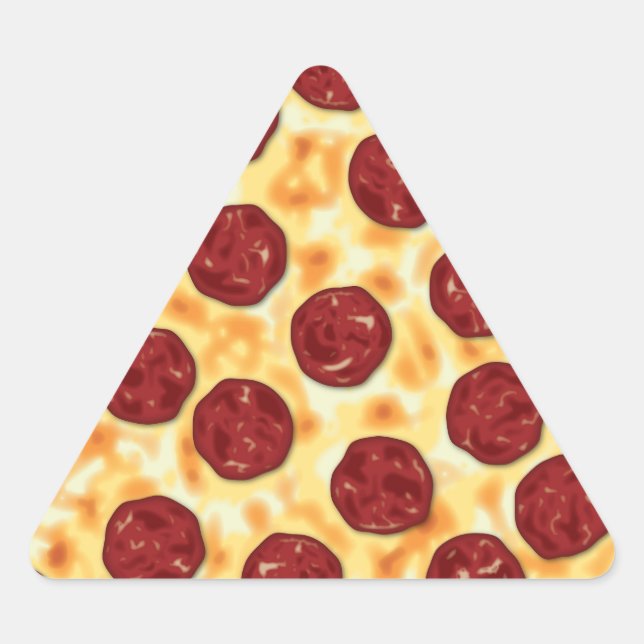 Pegatina Triangular Patrón Pepperoni Pizza (Anverso)