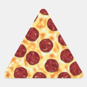 Pegatina Triangular Patrón Pepperoni Pizza