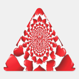 Pegatina Triangular Patrón Romántico del Corazón Rojo: Una visión llen