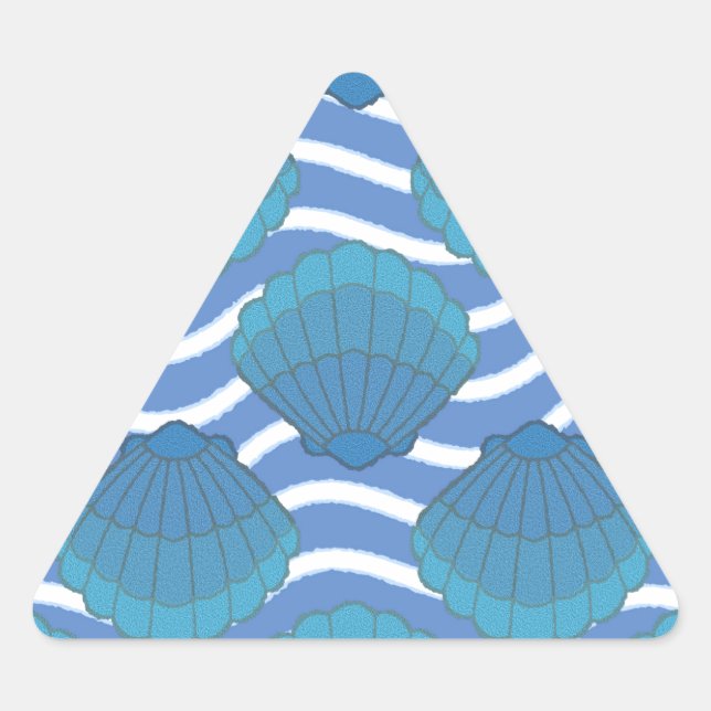 Pegatina Triangular Patrón Vintage De Hojas Y Ondas (Anverso)