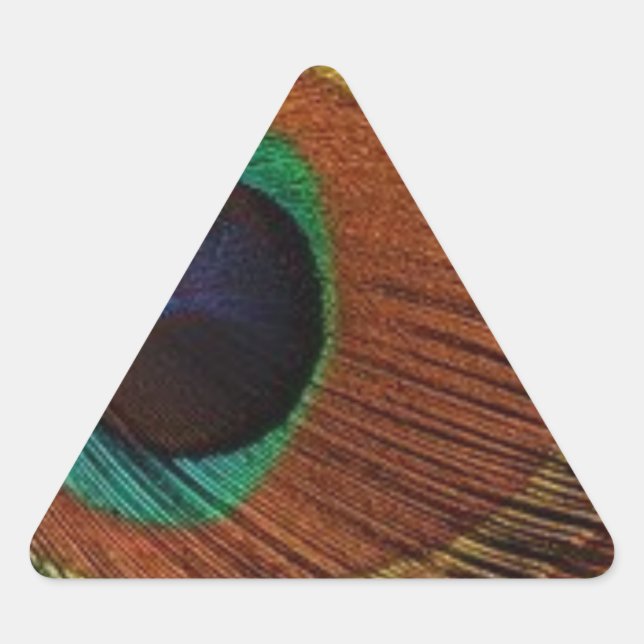 Pegatina Triangular pavos reales-penacho-1rojo y oro (Anverso)