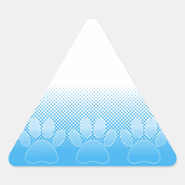 Pegatina Triangular Paws Azules Y Blancos Con Fondo De Prensa (Anverso)