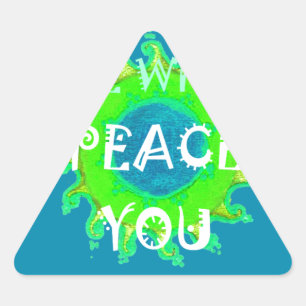 Pegatina Triangular Paz sea contigo: Verde Inspirador y Amarillo