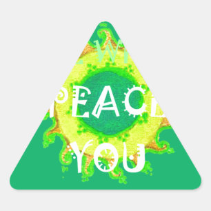 Pegatina Triangular Paz sea contigo: Verde Inspirador y Amarillo