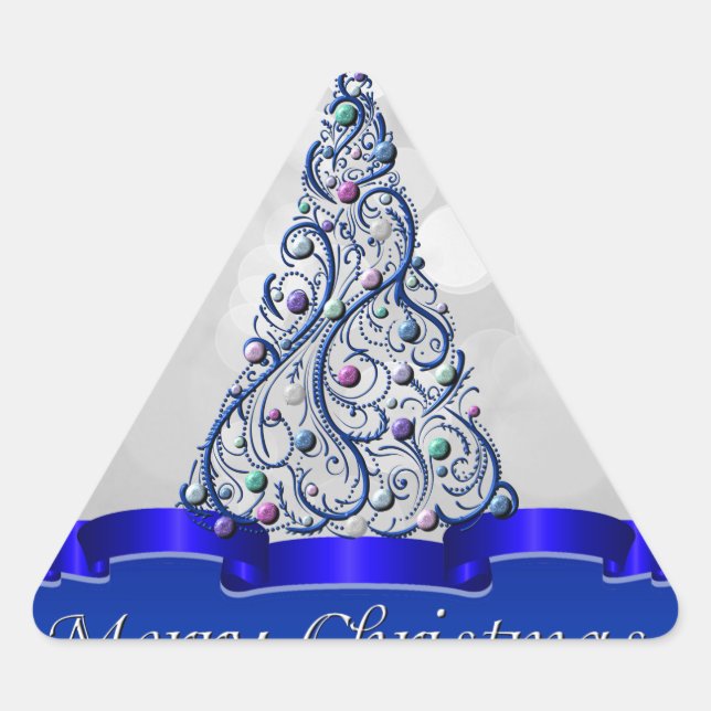 Pegatina Triangular Pegatinas - Árbol de Swirls Cobalt (Anverso)