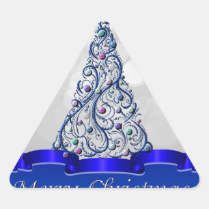 Pegatina Triangular Pegatinas - Árbol de Swirls Cobalt