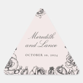 Pegatina Triangular Pegatinas de casamiento rosado con Rosa de época