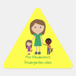 Pegatina Triangular ¡Pegatinas De Clase Cuidada Para Niños De Jardines