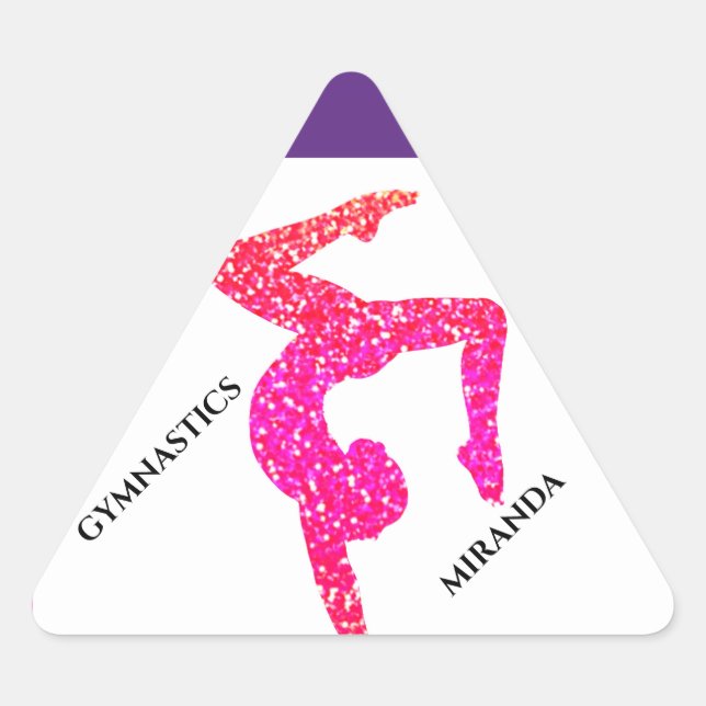 Pegatina Triangular Pegatinas de gimnasia para chicas personalizados. (Anverso)