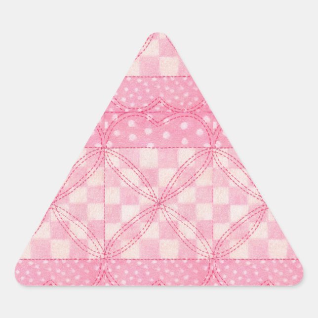 Pegatina Triangular Pegatinas del Triángulo de PINK HEART QUILT (Anverso)