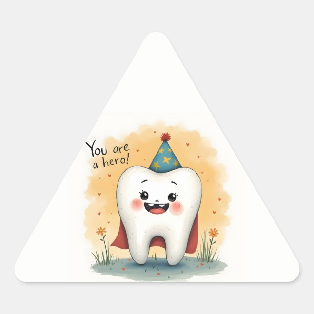 Pegatina Triangular Pegatinas para pequeños pacientes dentistas (Anverso)