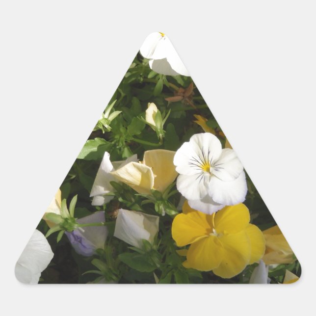 Pegatina Triangular Pensamientos Blancos y Amarillos (Anverso)