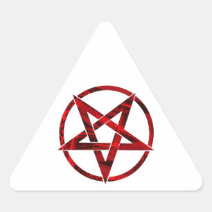 Pegatina Triangular Pentagram del diablo Rojo