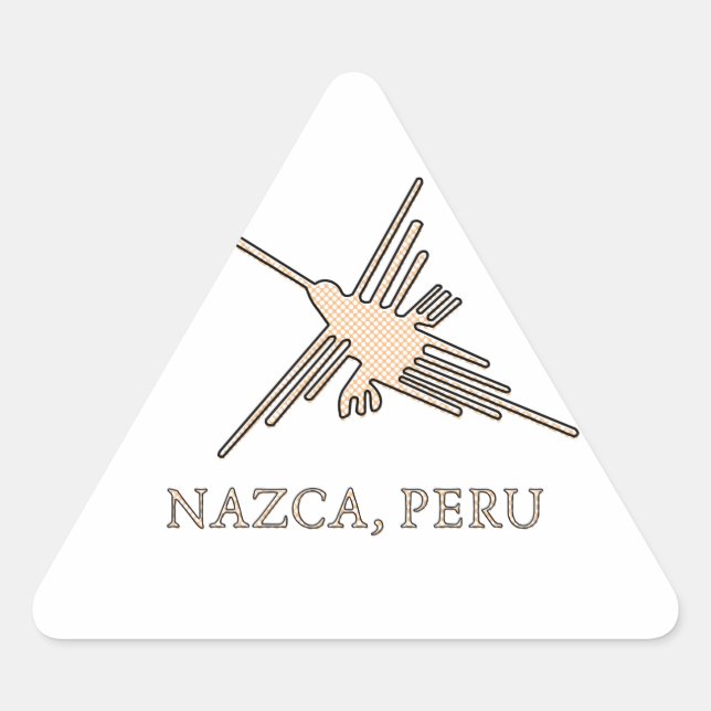 Pegatina Triangular Periódico Geoglyph de Nazca Hummingbird (Anverso)