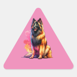 Pegatina Triangular Perro belga Tervuren